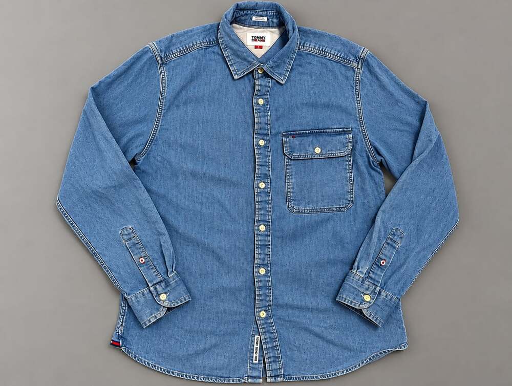 Tommy Jeans Slim Fit Denim Long Sleeve Button Up Shirt